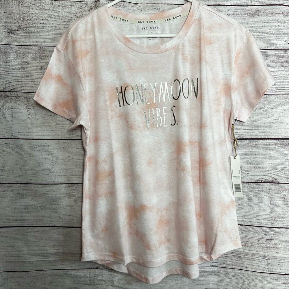 Rae Dunn Womens Short Sleeve "Honeymoon Vibes" Graphic Tee Sz L - Picture 7 of 7